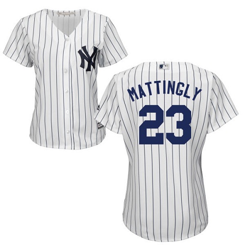 Yankees #23 Don Mattingly White Strip Home Women's Stitched MLB Jersey Yankees #23 Don Mattingly White Strip Home Women's Stitched MLB Jersey