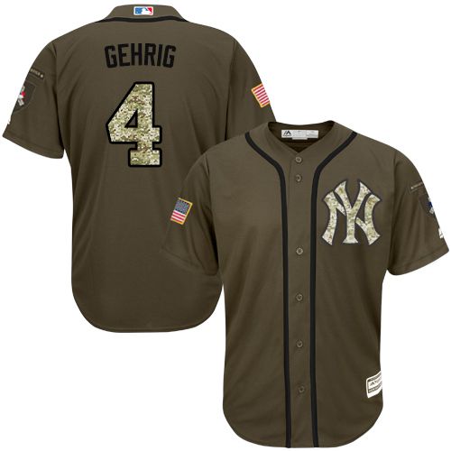 Yankees #4 Lou Gehrig Green Salute to Service Stitched Youth MLB Jersey Yankees #4 Lou Gehrig Green Salute to Service Stitched Youth MLB Jersey