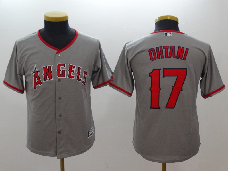 Youth Angels # 17 Shohei Ohtani Gray Youth Cool Base Jersey