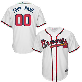Youth Atlanta Braves Majestic White Custom Cool Base Jersey Youth Atlanta Braves Majestic White Custom Cool Base Jersey