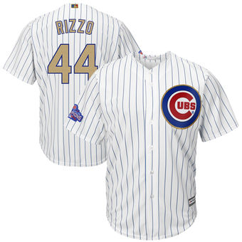 Youth Chicago Cubs Anthony Rizzo Majestic White Gold 2017 Gold Program Fashion Cool Base Replica Player Jersey