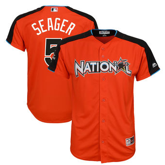 Youth Dodgers Corey Seager National League Majestic 2017 MLB All-Star Game Home Run Derby Jersey - Orange