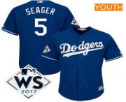 Youth Los Angeles Dodgers Corey Seager Majestic Royal 2017 World Series Patch Cool Base Player Jersey Youth Los Angeles Dodgers Corey Seager Majestic Royal 2017 World Series Patch Cool Base Player Jersey