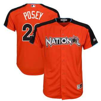 Youth National League Giants Buster Posey Majestic Orange 2017 MLB All-Star Game Home Run Derby Jersey