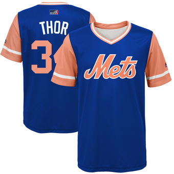 Youth New York Mets Noah Syndergaard Thor Majestic Royal 2017 Players Weekend Jersey