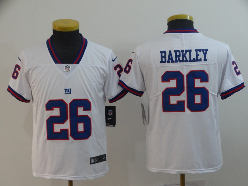Youth Nike Giants 26 Saquon Barkley White Youth Color Rush Limited Jersey