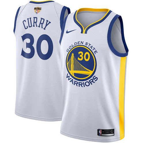 Youth Nike Warriors #30 Stephen Curry White The Finals Patch Youth NBA Swingman Association Edition Jersey