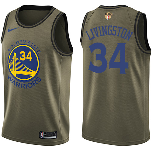 Youth Nike Warriors #34 Shaun Livingston Green Salute to Service The Finals Patch Youth NBA Swingman Jersey
