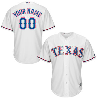 Youth Texas Rangers Majestic White Custom Cool Base Jersey