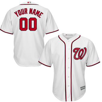 Youth Washington Nationals Majestic White Custom Cool Base Jersey