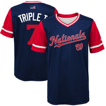 Youth Washington Nationals Trea Turner Triple T Majestic Navy 2017 Players Weekend Jersey