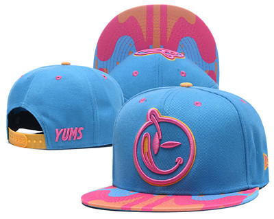 Yums Smiley Face Blue Snapback Hat Y56