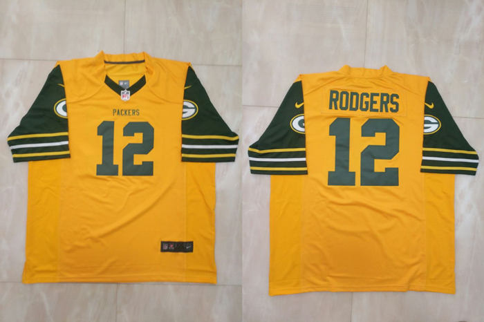 Nike Packers #12 Aaron Rodgers Yellow Men's Stitched NFL Limited Jersey