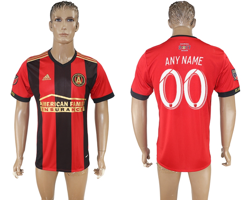 customized Soccer Men's Atlanta United FC adidas #00 Any Name Red Black 2017 Authentic Jersey