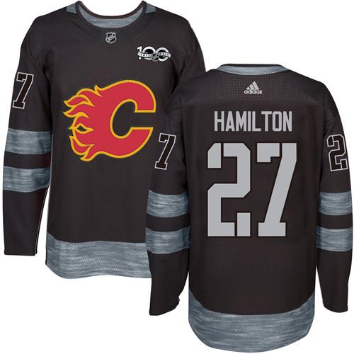 Adidas Flames #27 Dougie Hamilton Black 1917-2017 100th Anniversary Stitched NHL Jersey