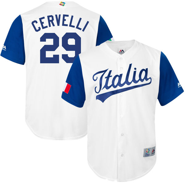 Team Italy #29 Francisco Cervelli White 2017 World Baseball Classic Authentic Stitched MLB Jersey
