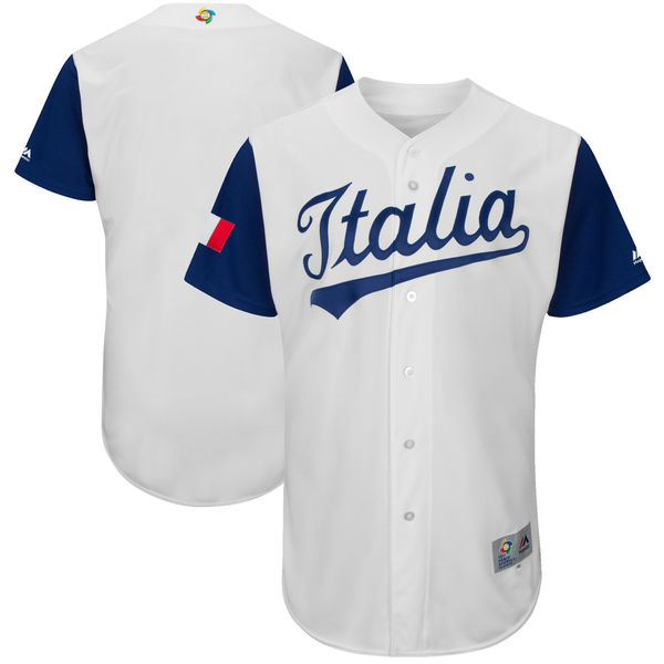 Team Italy Blank White 2017 World Baseball Classic Authentic Customized Stitched MLB Jersey