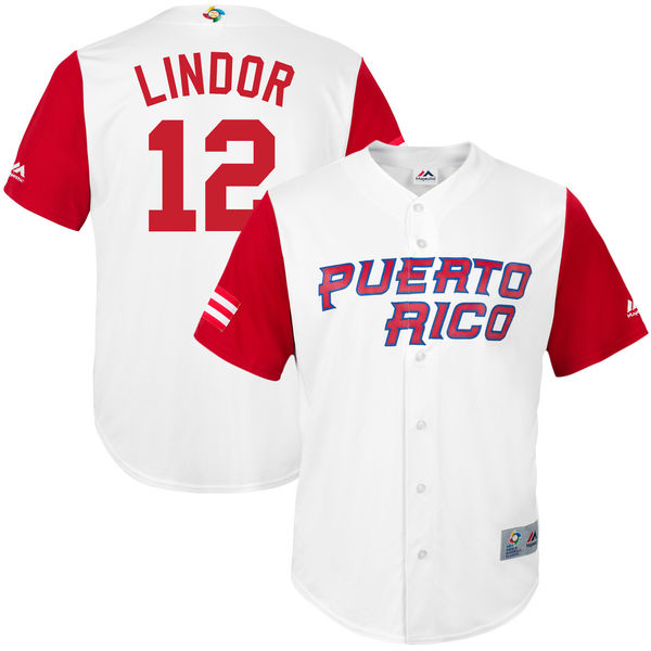 Team Puerto Rico #12 Francisco Lindor White 2017 World Baseball Classic Authentic Stitched MLB Jersey Team Puerto Rico #12 Francisco Lindor White 2017 World Baseball Classic Authentic Stitched MLB Jersey