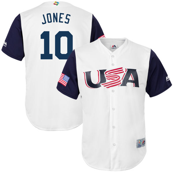 Team USA #10 Jones 2017 World Baseball Classic Authentic Customized Stitched MLB Jersey