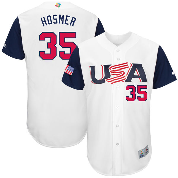 Team USA #35 Hosmer White 2017 World Baseball Classic Authentic Customized Stitched MLB Jersey
