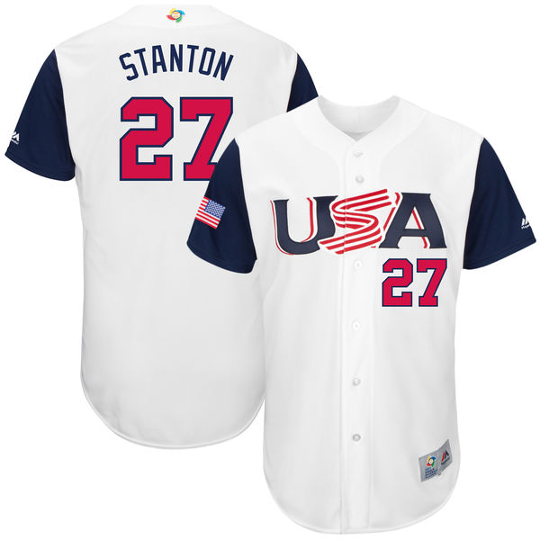 Team USA #27 Stanton 2017 World Baseball Classic Authentic Customized Stitched MLB Jersey