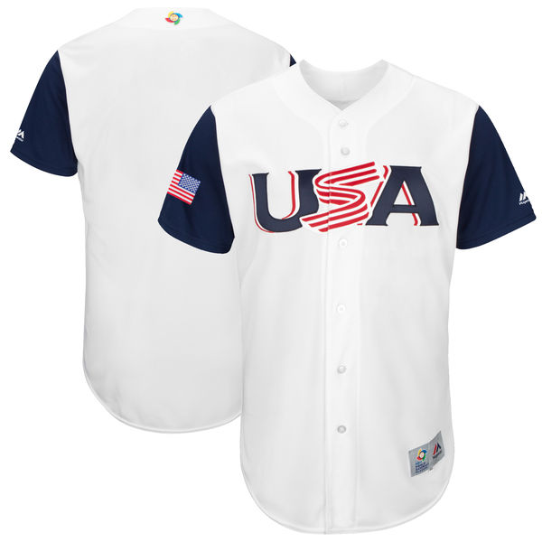 Team USA Blank White 2017 World Baseball Classic Authentic Customized Stitched MLB Jersey