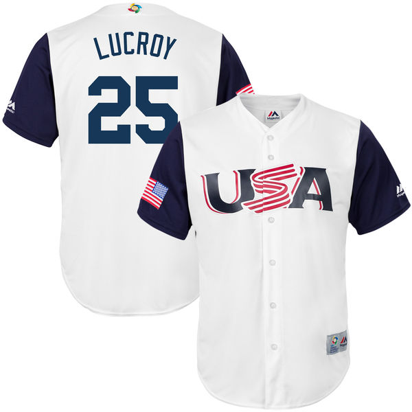 Team USA #25 Lucroy 2017 World Baseball Classic Authentic Customized Stitched MLB Jersey