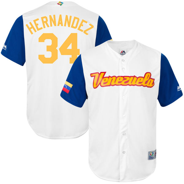Team Venezuela #34 Hernandez 2017 World Baseball Classic Authentic Customized Stitched MLB Jersey