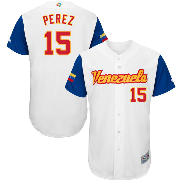 Team Venezuela #15 Salvador Perez Royal 2017 World Baseball Classic Authentic Customized Stitched MLB Jersey