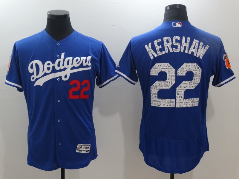Men's Los Angeles Dodgers Clayton Kershaw Majestic Royal 2017 Spring Training FlexBase Player Jersey