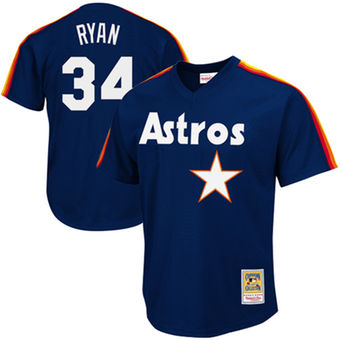 Mitchell And Ness 1988 Astros #34 Nolan Ryan Navy Blue Throwback Stitched MLB Jersey